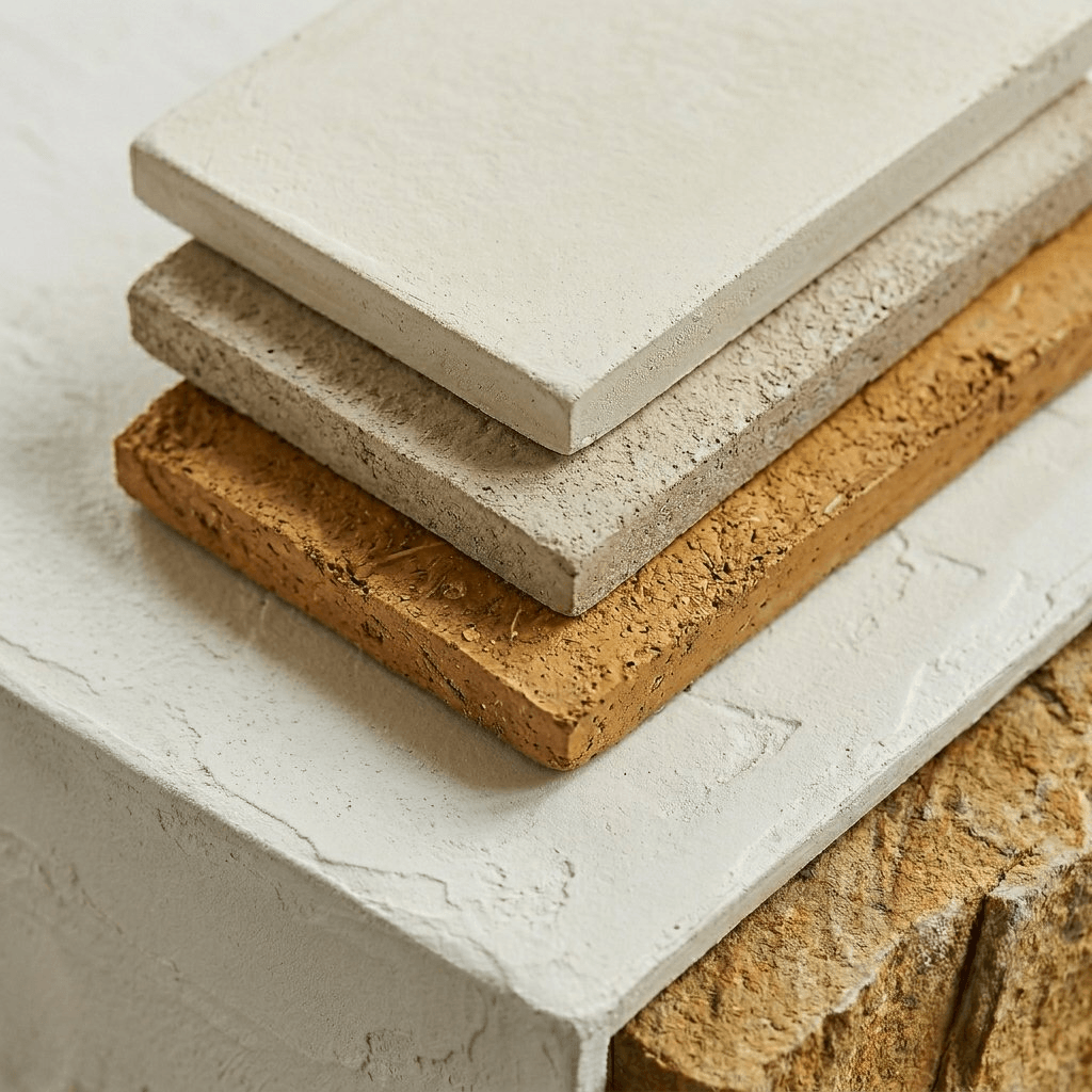 Lime & Clay Render — Vapour-open natural finishes for steam and wet areas.